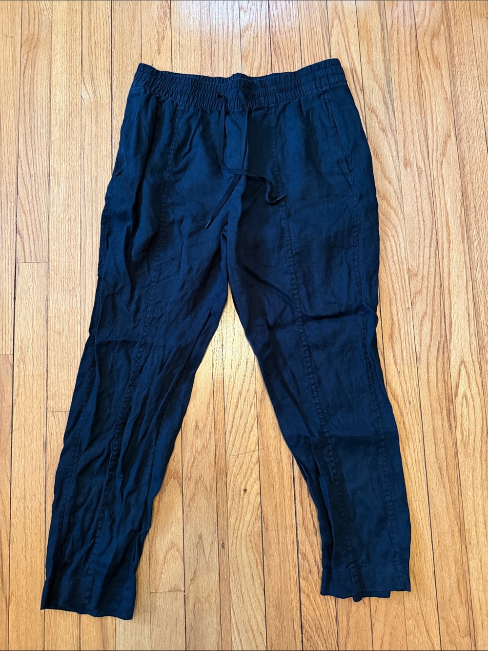athleta 100% linen black joggers, size M